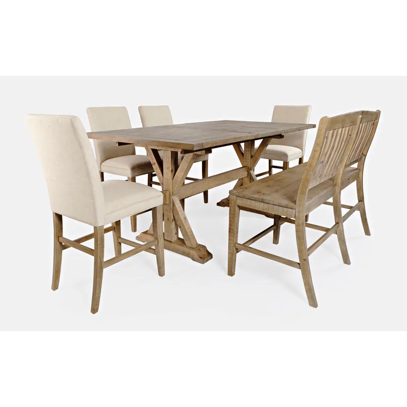 Carlyle Crossing Solid Wood 78\" Six-Piece Counter Height Dining Set With Bench And Upholstered Stoo