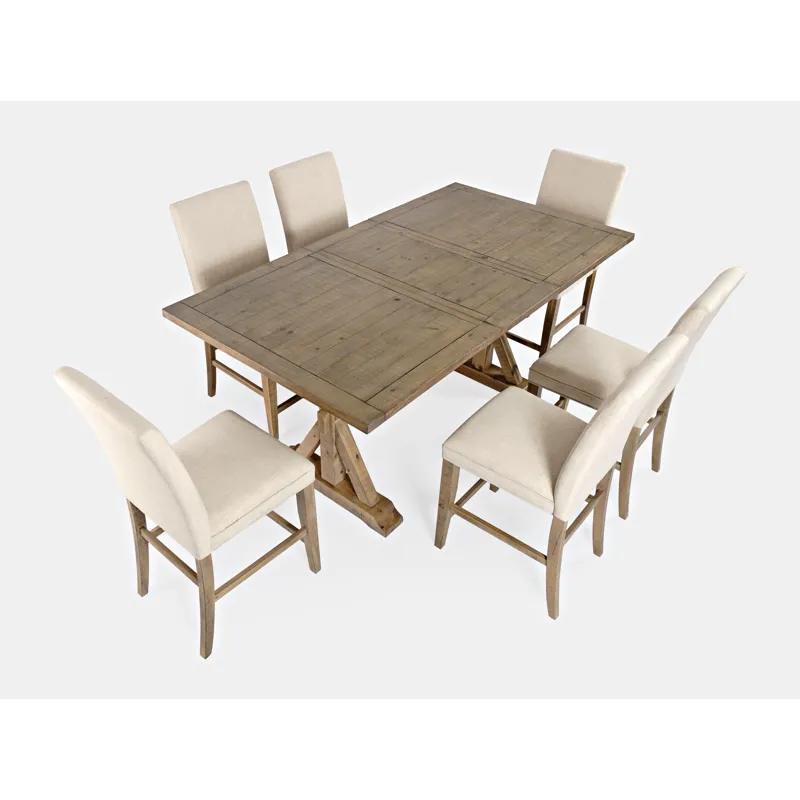 Carlyle Crossing Solid Wood 78\" Seven-Piece Counter Height Dining Set With Upholstered Chairs