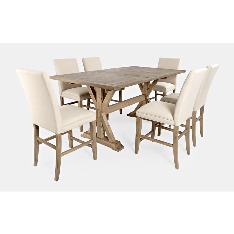 Carlyle Crossing Solid Wood 78\" Seven-Piece Counter Height Dining Set With Upholstered Chairs