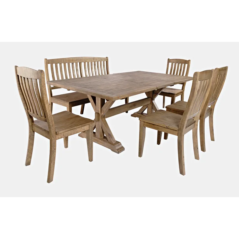 Carlyle Crossing Solid Wood 78\" Six-Piece Dining Set With Bench And Slat Chairs