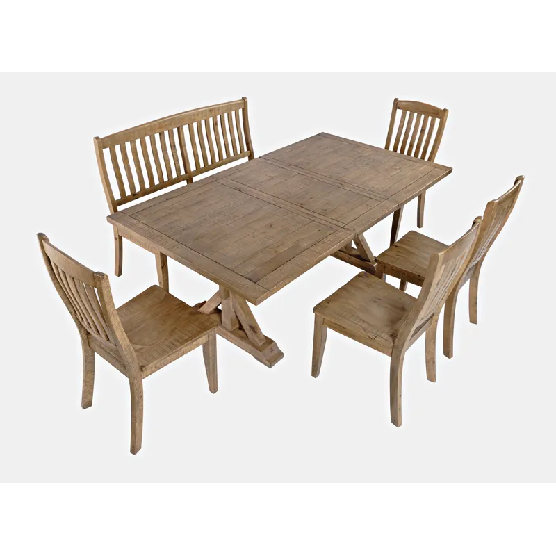 Carlyle Crossing Solid Wood 78\" Six-Piece Dining Set With Bench And Slat Chairs