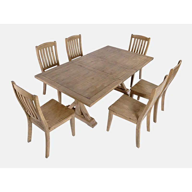 Carlyle Crossing Solid Wood 78\" Seven-Piece Dining Set With Slat Chairs
