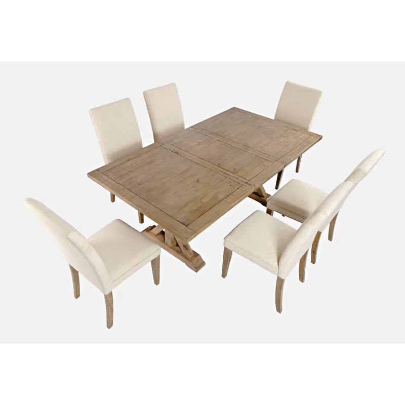 Carlyle Crossing Solid Wood 78\" Seven-Piece Dining Set With Upholstered Chairs