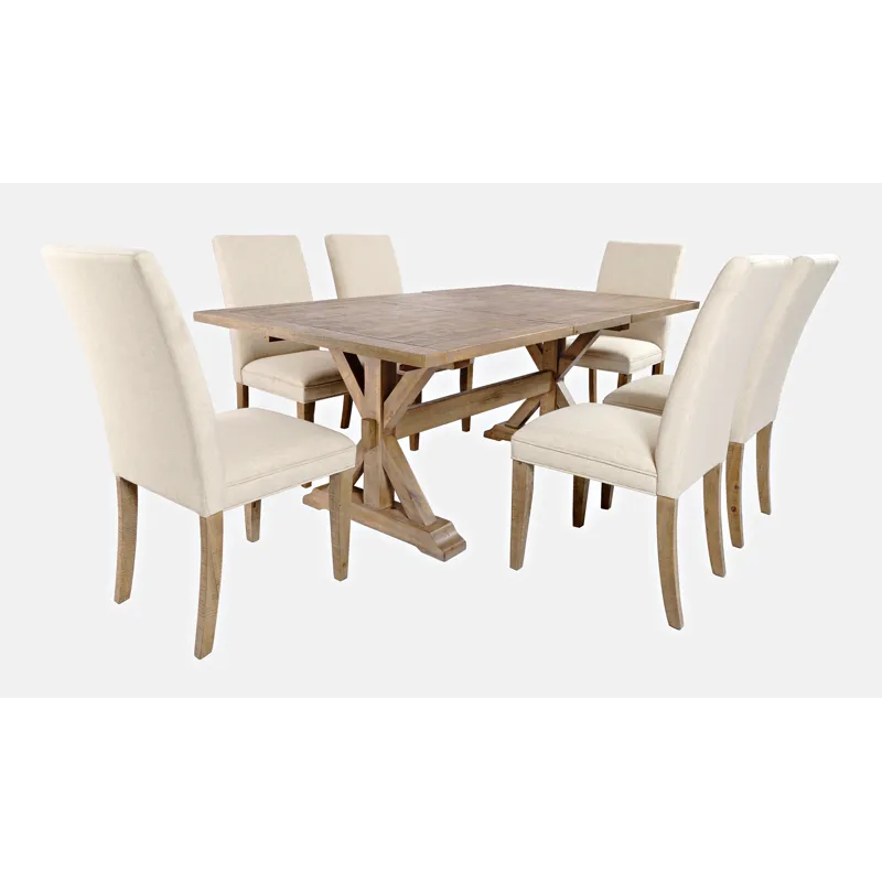 Carlyle Crossing Solid Wood 78\" Seven-Piece Dining Set With Upholstered Chairs