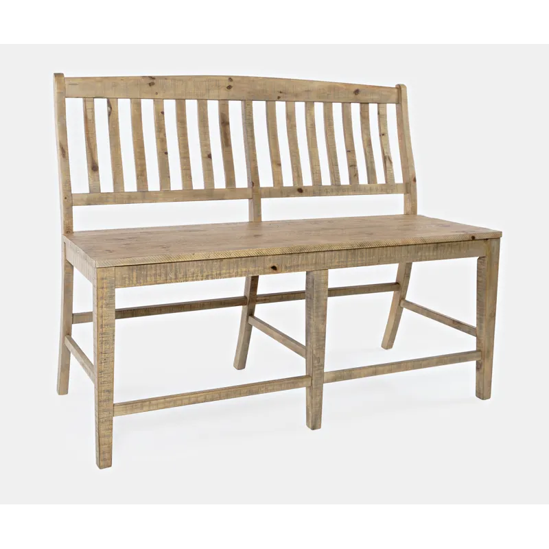 Carlyle Crossing Modern Rustic Solid Wood Slatback Counter Height Bench