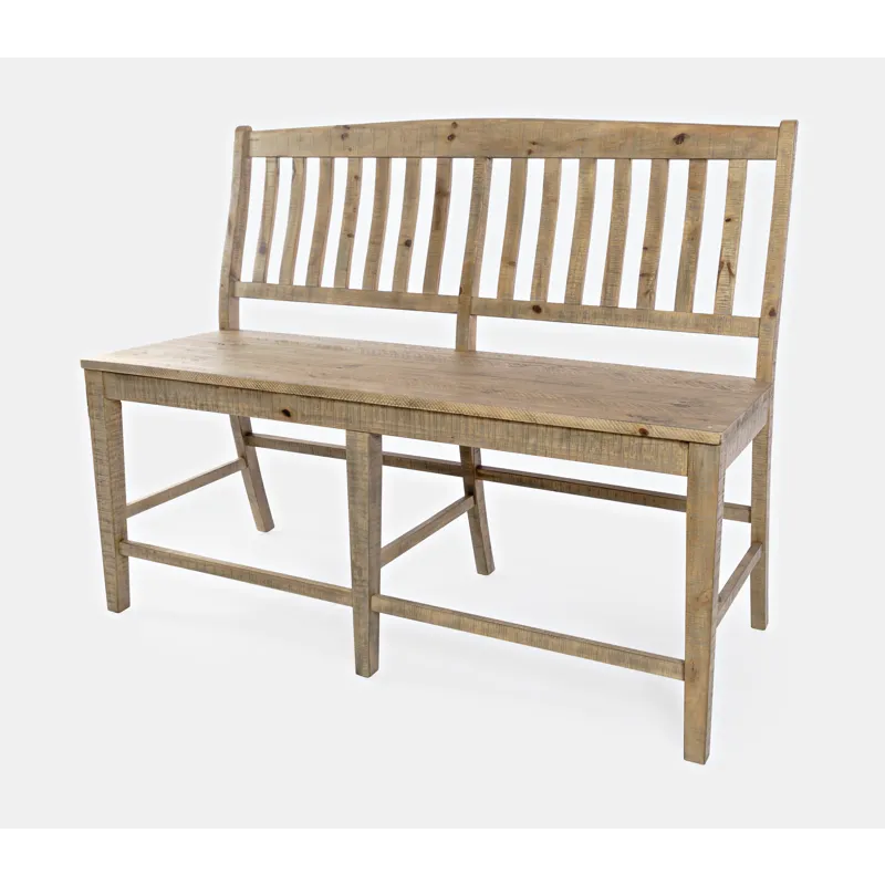 Carlyle Crossing Modern Rustic Solid Wood Slatback Counter Height Bench
