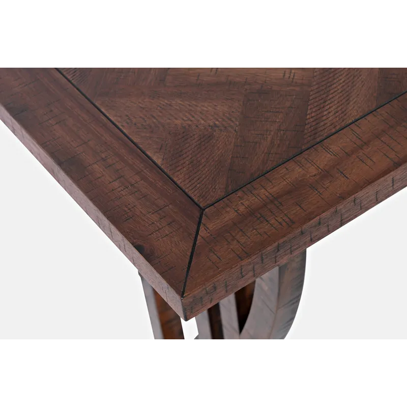 Fairview Transitional Herringbone Counter Height Four Piece Console 74\" Dining Table Set