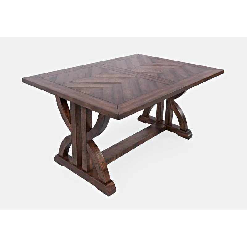 Fairview Transitional Herringbone Distressed Acacia Counter Height 78\" Dining Table