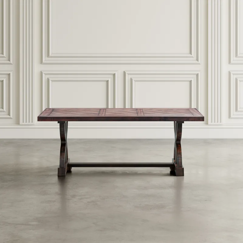 Fairview Transitional Herringbone Distressed Acacia Coffee Table