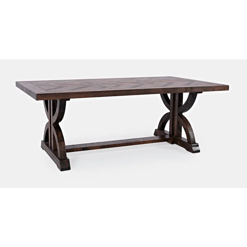 Fairview Transitional Herringbone Distressed Acacia Coffee Table