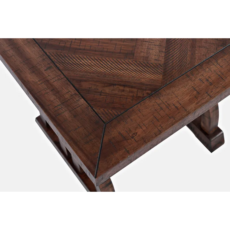 Fairview Transitional Herringbone Distressed Acacia End Table