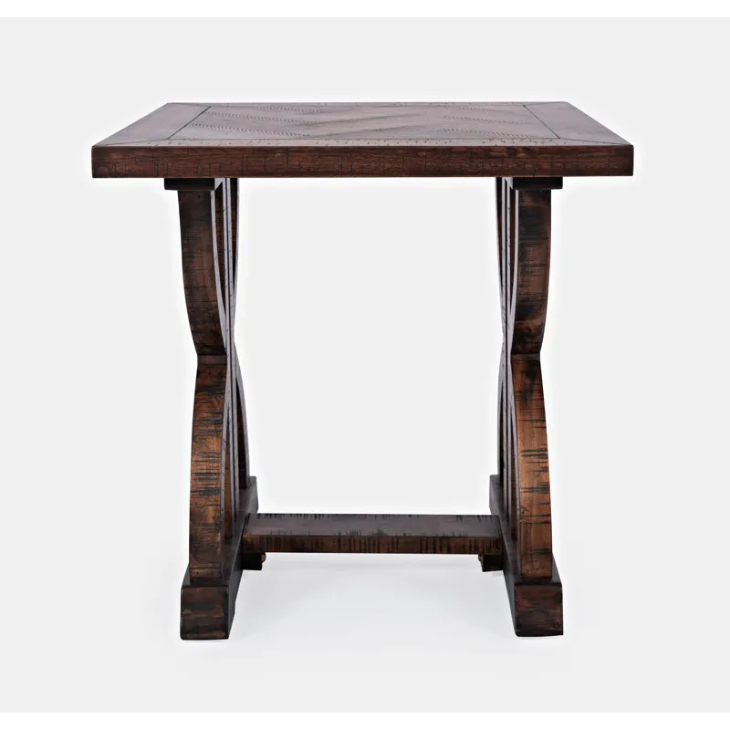 Fairview Transitional Herringbone Distressed Acacia End Table