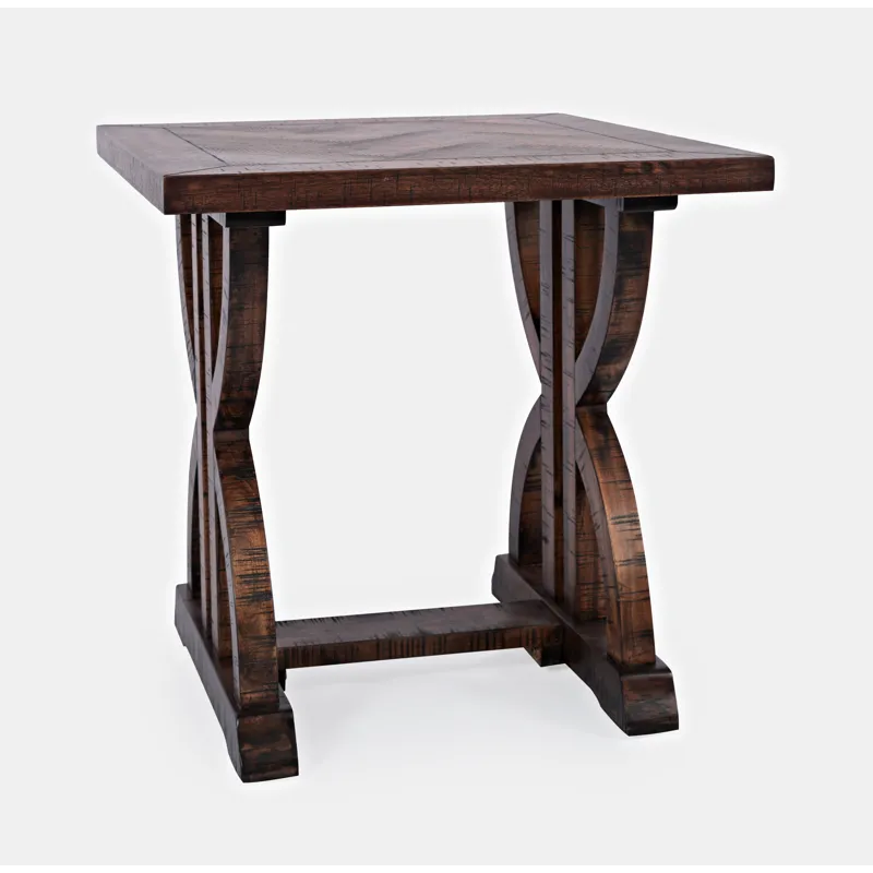 Fairview Transitional Herringbone Distressed Acacia End Table