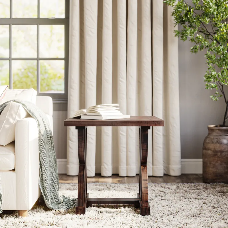 Fairview Transitional Herringbone Distressed Acacia End Table