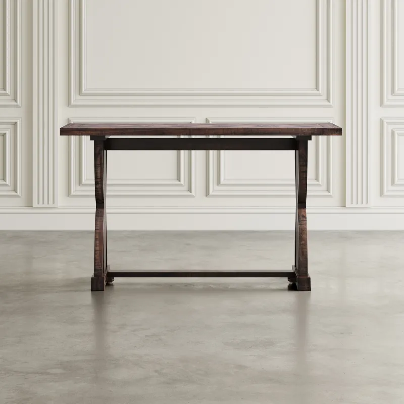 Fairview Transitional Herringbone Distressed Acacia Sofa Table