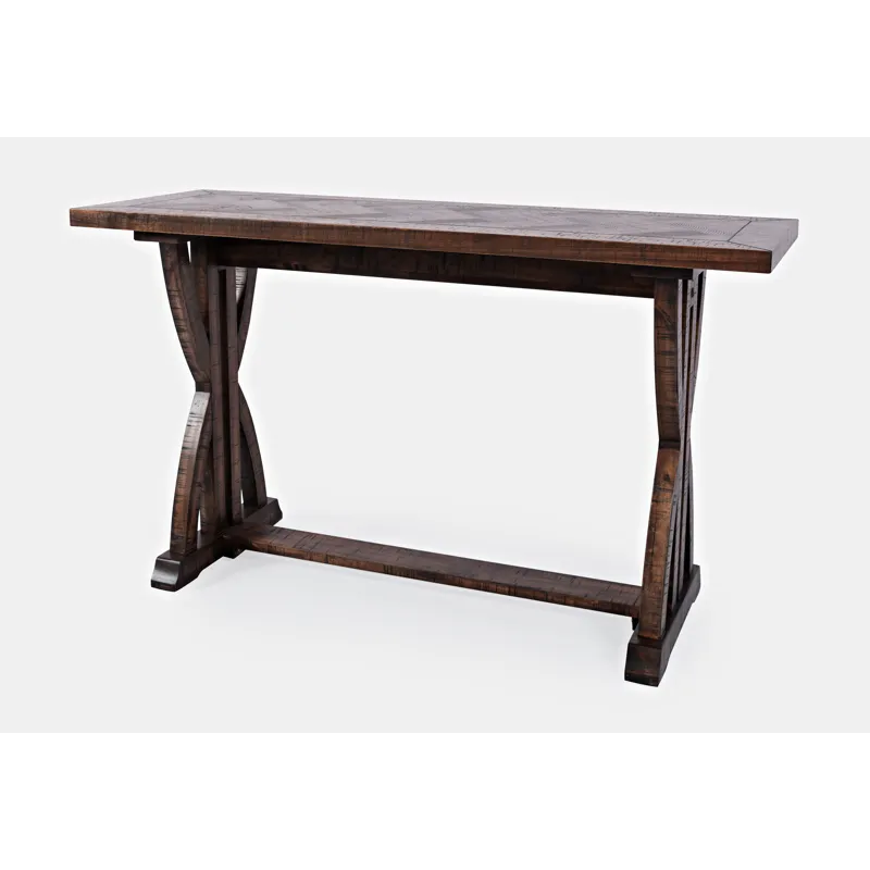 Fairview Transitional Herringbone Distressed Acacia Sofa Table