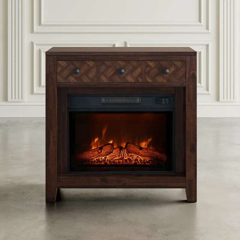 Fairview Modern Transitional 32\" Chevron Electric Fireplace Console TV Stand