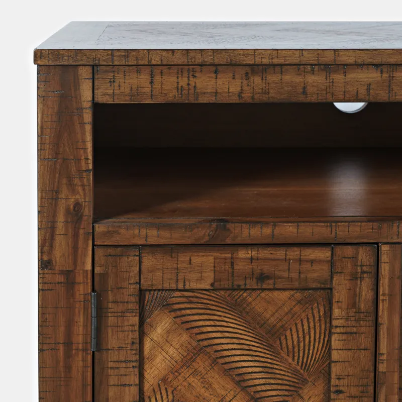 Fairview Modern Transitional 60\" Chevron Fireplace Storage Console TV Stand With Electric Fireplace