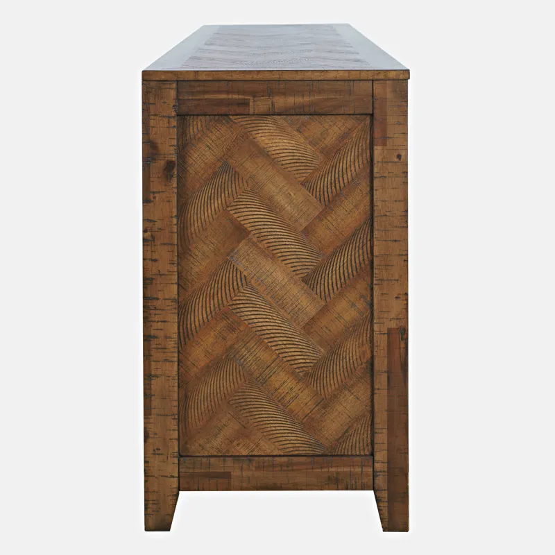 Fairview Modern Transitional 60\" Chevron Fireplace Storage Console TV Stand With Electric Fireplace