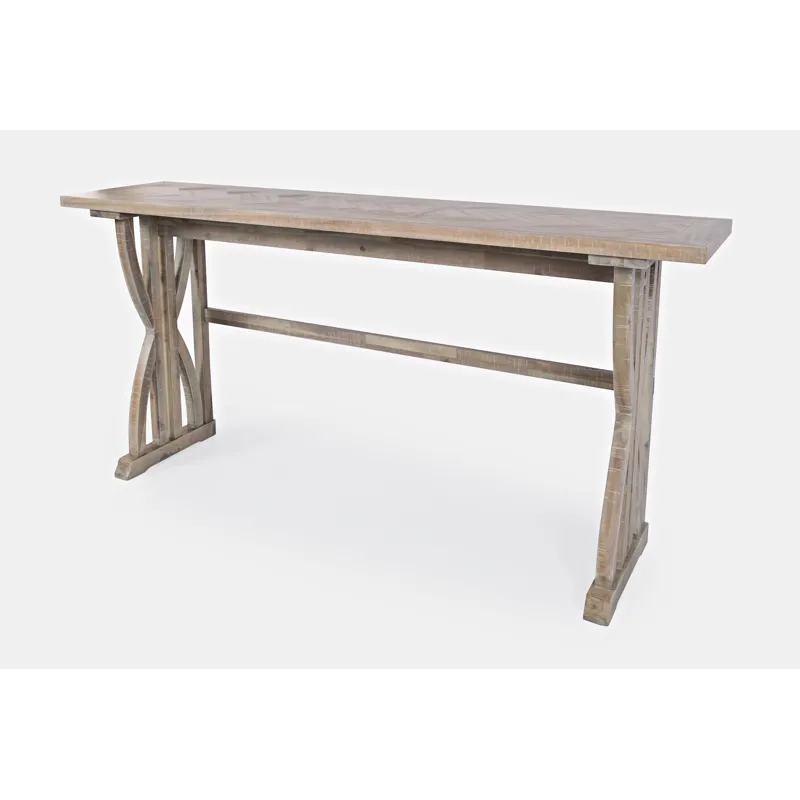 Fairview Transitional Herringbone Counter Height Four Piece Console 74\" Dining Table Set