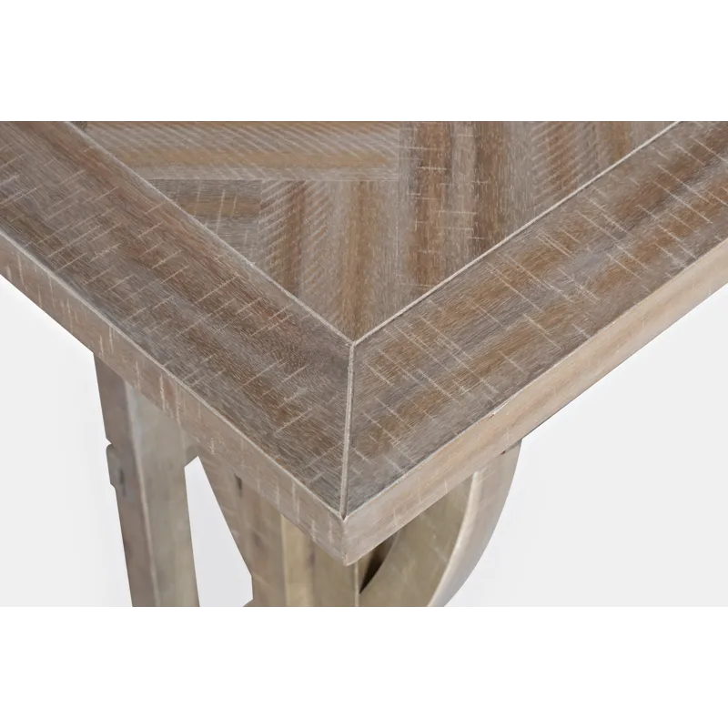 Fairview Transitional Herringbone Counter Height Four Piece Console 74\" Dining Table Set