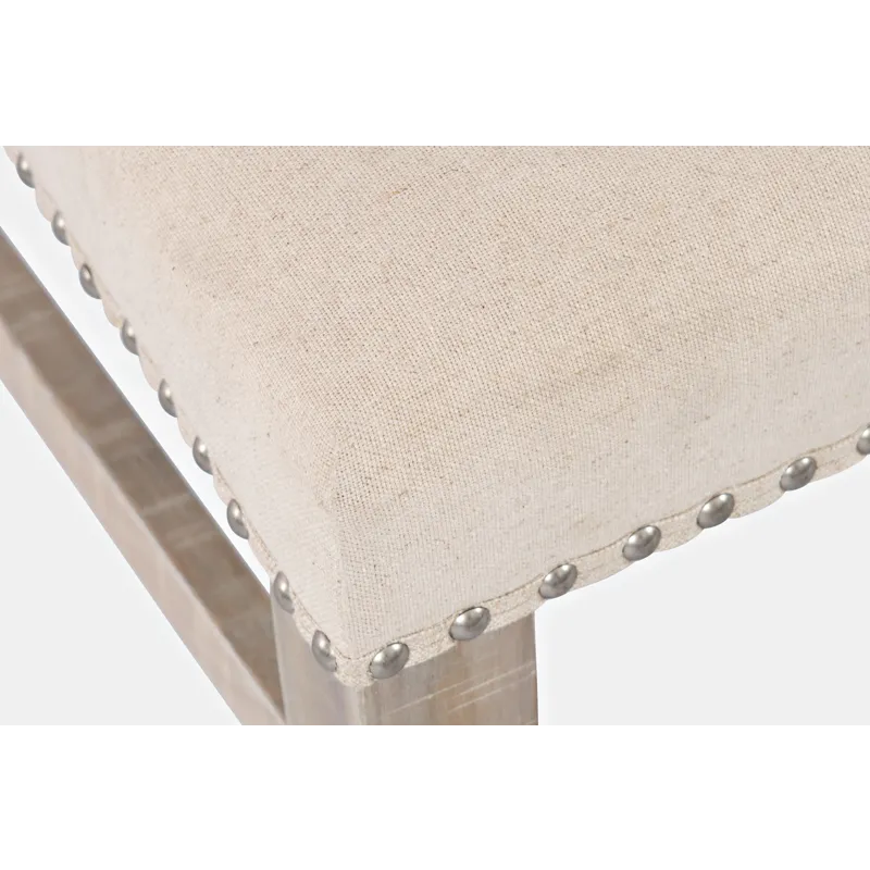 Fairview Transitional Modern Distressed 78\" Seven-Piece Upholstered Dining Set