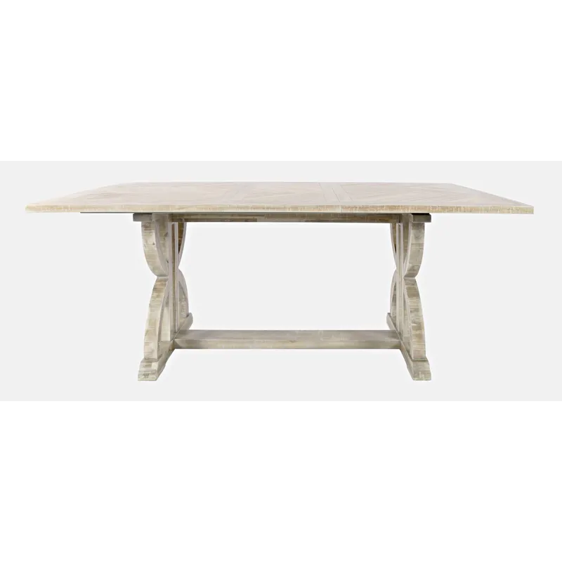 Fairview Transitional Herringbone Distressed Acacia Extension 78\" Dining Table