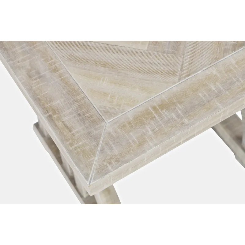 Fairview Transitional Herringbone Distressed Acacia End Table