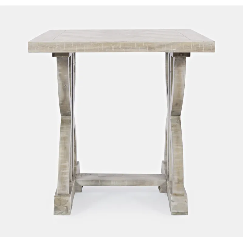 Fairview Transitional Herringbone Distressed Acacia End Table