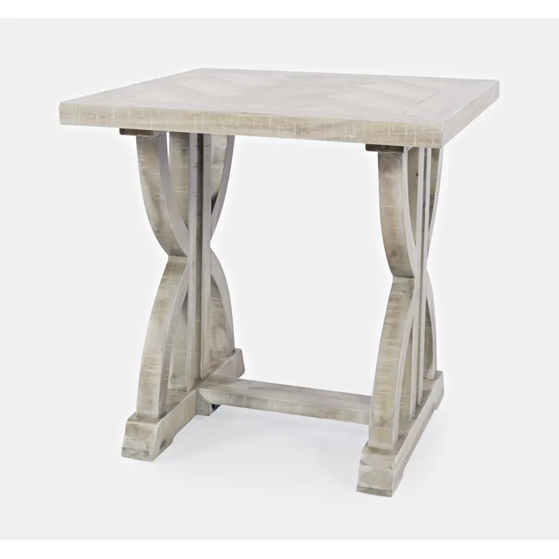 Fairview Transitional Herringbone Distressed Acacia End Table