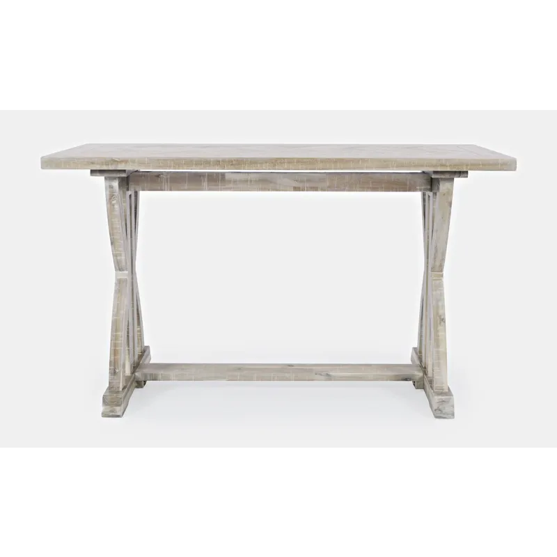 Fairview Transitional Herringbone Distressed Acacia Sofa Table