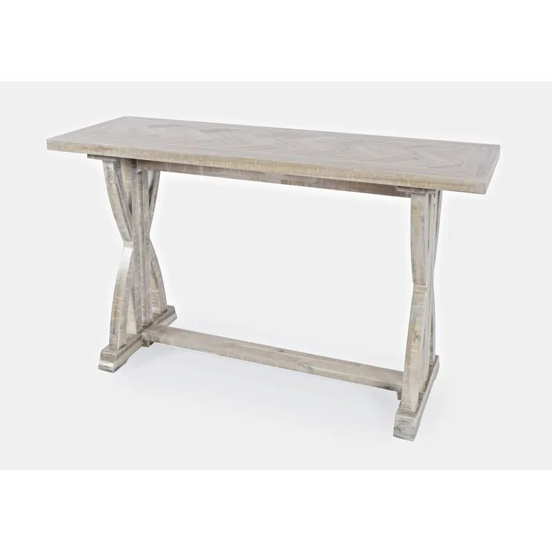 Fairview Transitional Herringbone Distressed Acacia Sofa Table
