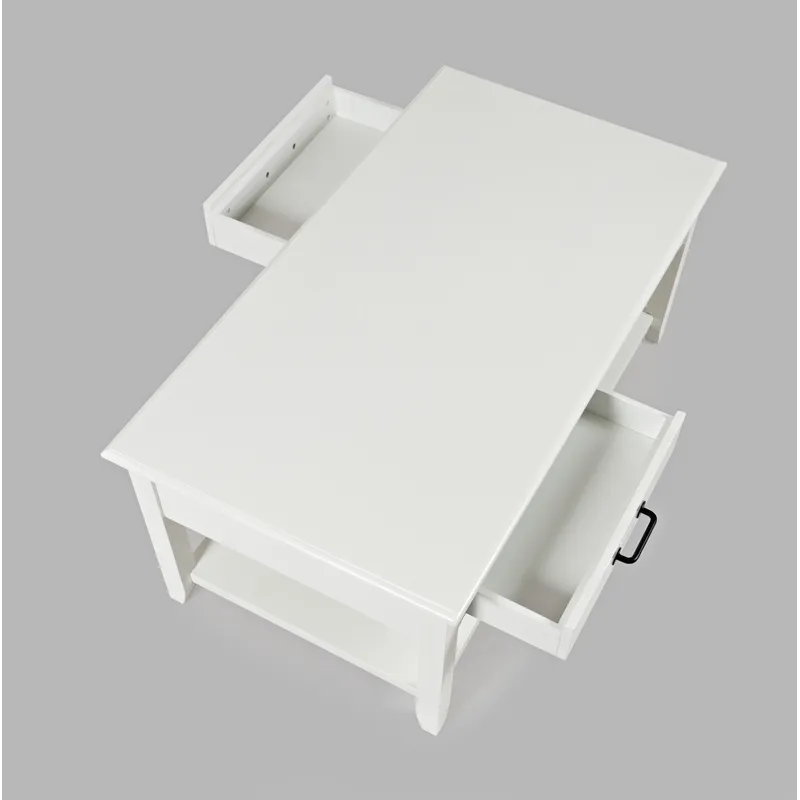 North Fork Acacia 2 Drawer Coffee Table With Casters