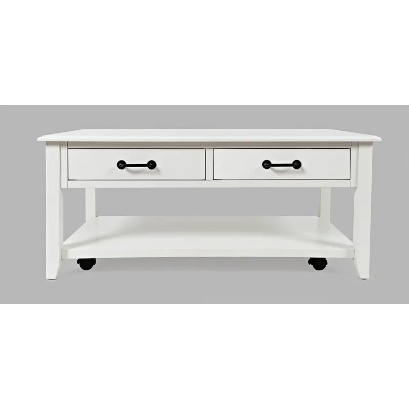 North Fork Acacia 2 Drawer Coffee Table With Casters