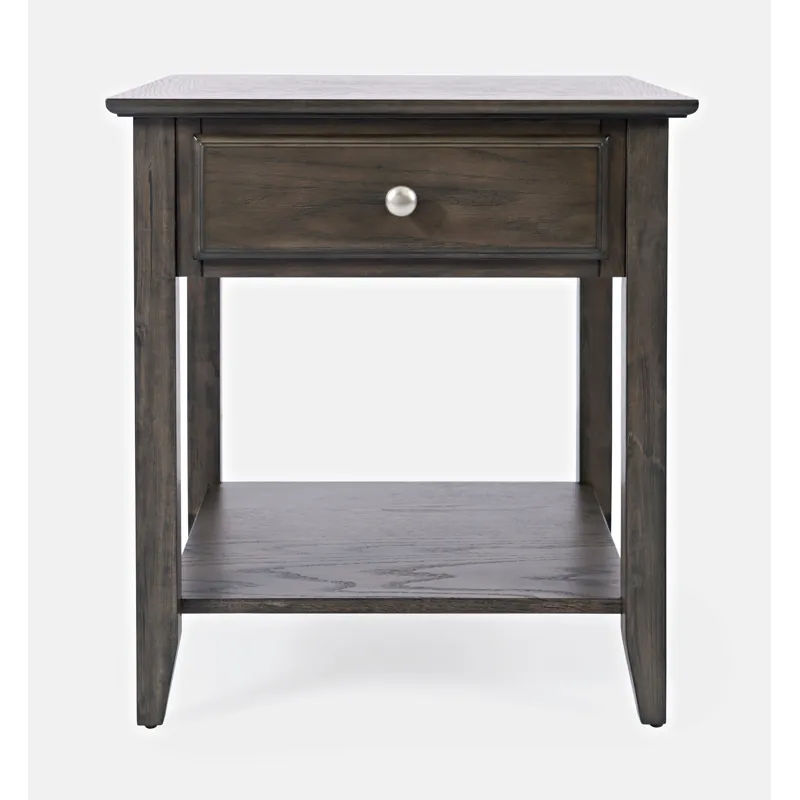 Modern Espresso Traditional End Table With Drawer And Shelf