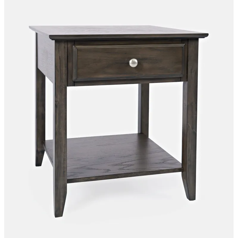Modern Espresso Traditional End Table With Drawer And Shelf