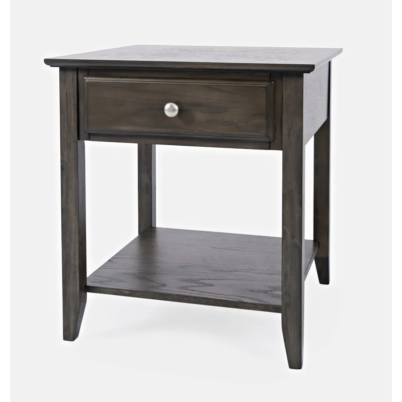 Modern Espresso Traditional End Table With Drawer And Shelf