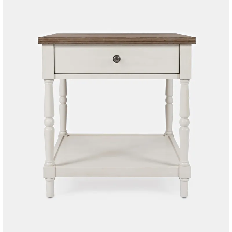 Grafton Farms Country Farmhouse End Table With Drawer
