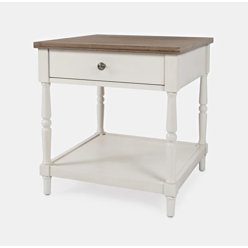 Grafton Farms Country Farmhouse End Table With Drawer