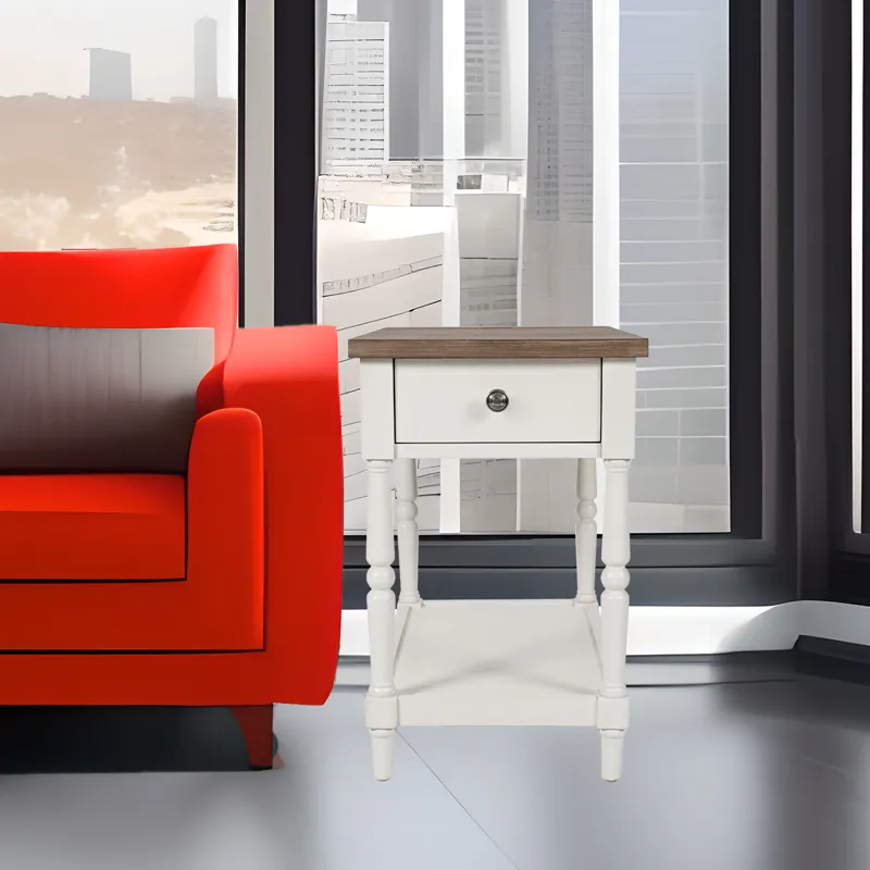 Grafton Farms Country Farmhouse USB Charging Chair Side Table