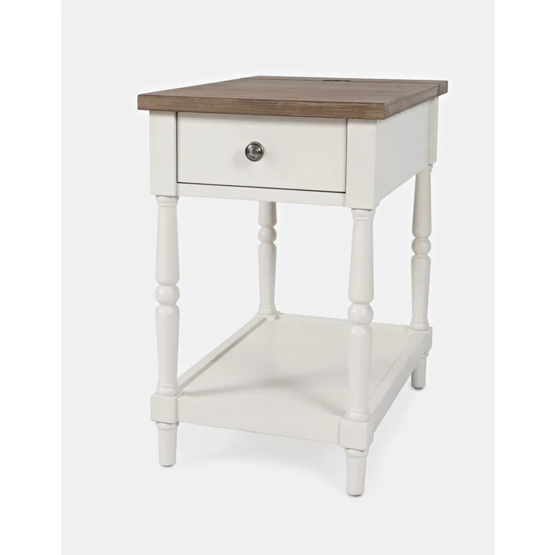 Grafton Farms Country Farmhouse USB Charging Chair Side Table