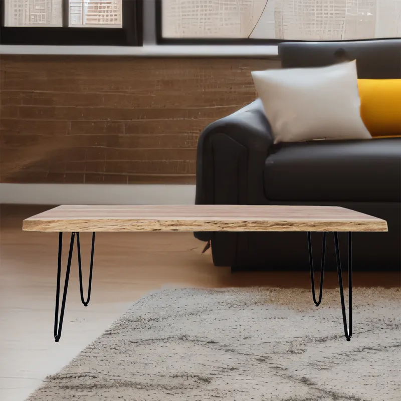 Nature\'s Edge 50\'\' Modern Solid Wood Live Edge Coffee Table