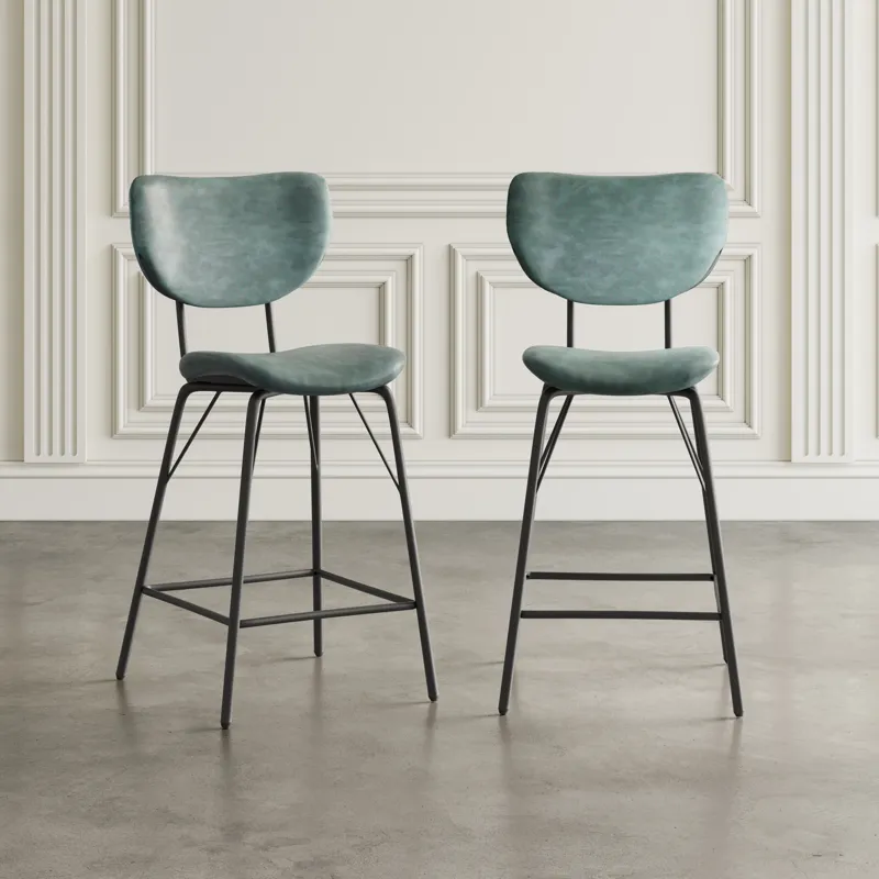 Nature\'s Edge Solid Acacia Five Piece Counter Height Dining Set With Modern Upholstered Faux Leathe