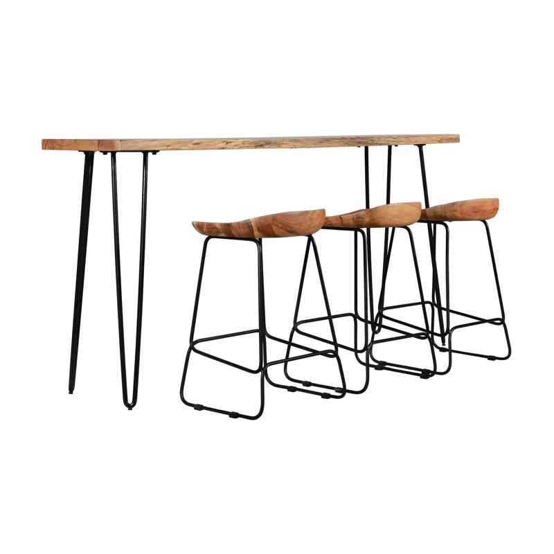 Nature\'s Edge Solid Acacia Four Piece 72\" Counter Height Dining Set