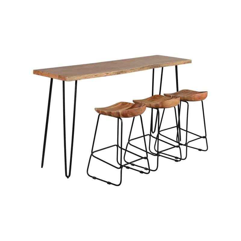 Nature\'s Edge Solid Acacia Four Piece 72\" Counter Height Dining Set