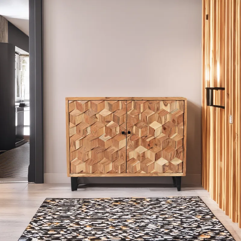 Geometrix 43\" Modern Abstract Cube Style Accent Cabinet