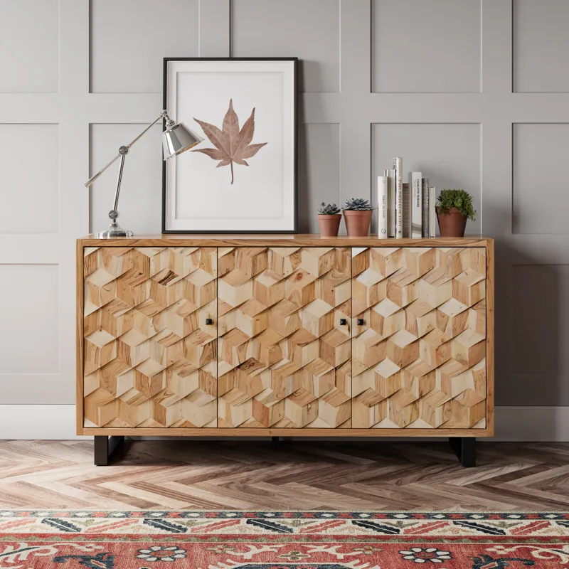 Geometrix 63\" Modern Abstract Cube Style Accent Cabinet