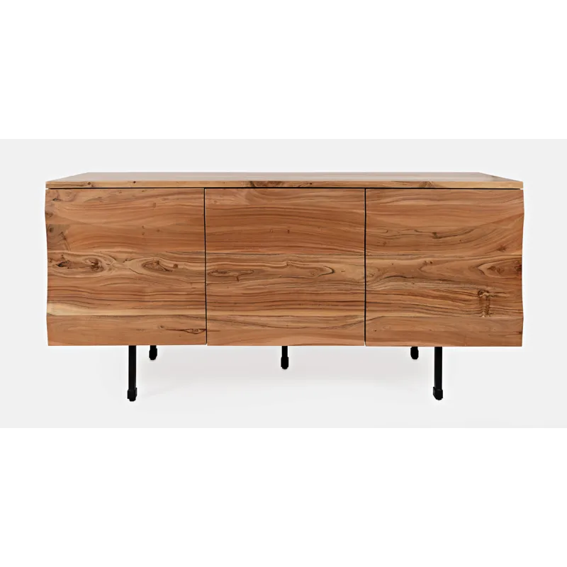 The Wave Three Door Solid Wood Modern Accent Cabinet