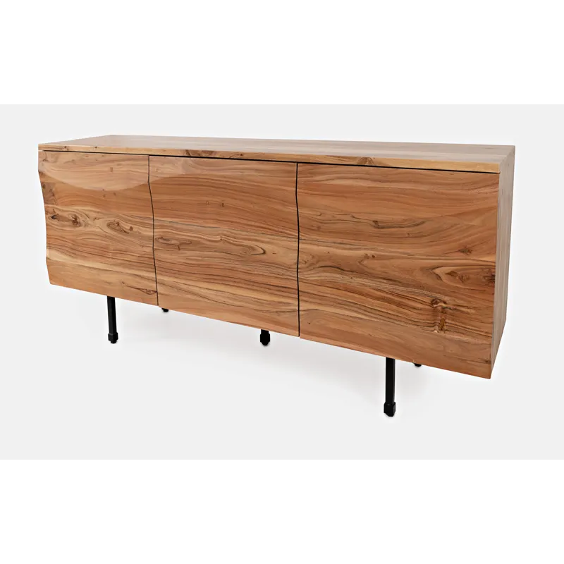 The Wave Three Door Solid Wood Modern Accent Cabinet