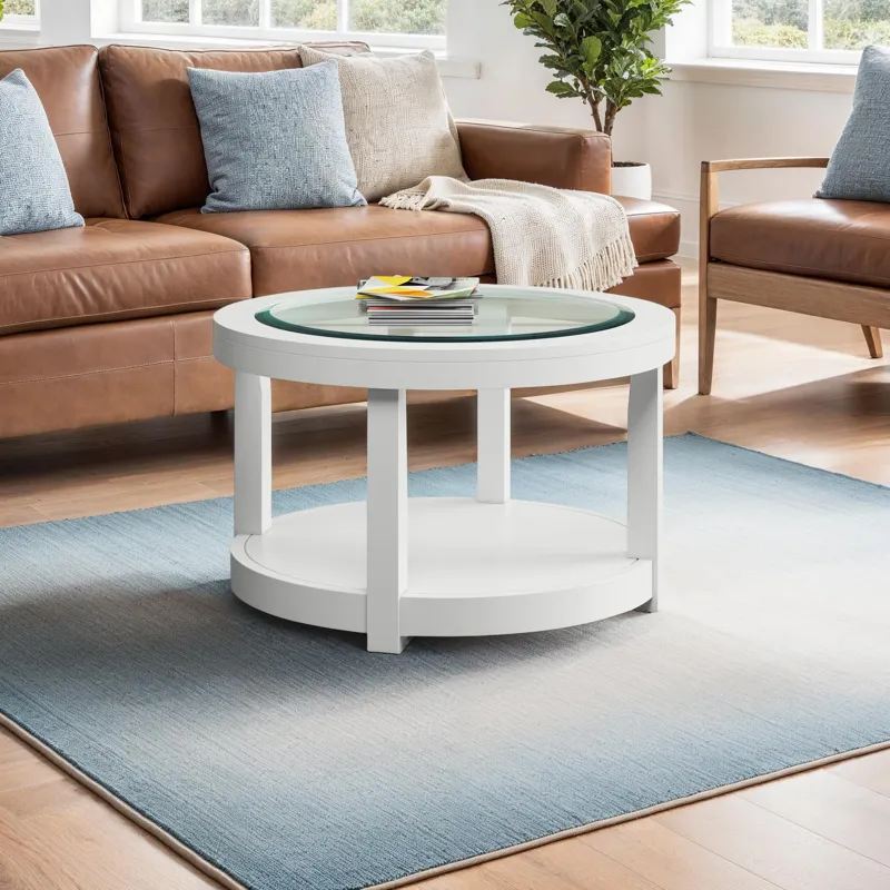 Urban Icon Contemporary Round Glass Inlay Coffee Table